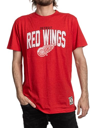 Calhoun NHL Surf & Skate Mens Vintage Style Distressed Heather Tone Rustic T-Shirt (Detroit Red Wings X-Large)