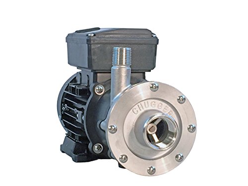CHUGGER PUMP Max Series TCPSSMAX-CI Stainless Steel 115/230 Volt Brew Pump for Small Breweries, 55” Cord NO Plug, SS Center Inlet 1” FPT x Outlet 1/2” MPT, USFDA Food Compliant Materials; UL Recogniz