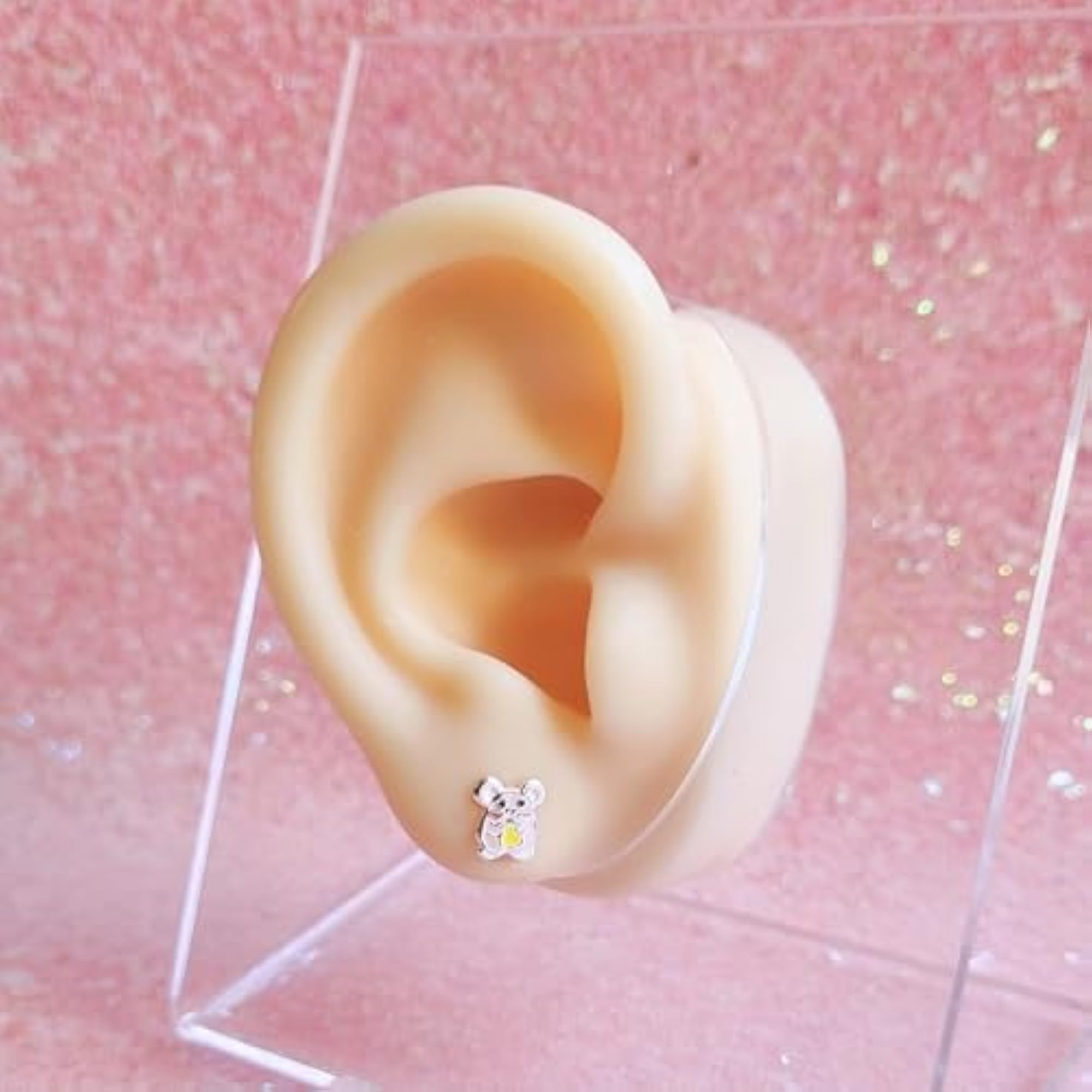 Girls' 925 Sterling Silver Hypoallergenic Mouse Stud Earrings