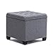 HNNHOME Sitzhocker mit Stauraum, Sitzwürfel mit Deckel, Sitztruhe, Fußbank Truhen Aufbewahrungsbox, Leinen, 44 L, 45 x 41 x 41 cm, Grau