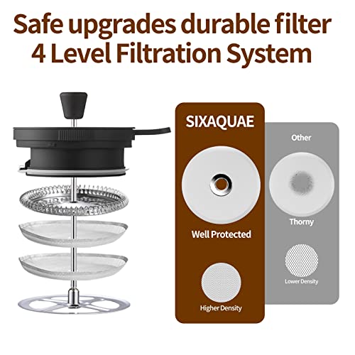 Sixaquae French Press 34Oz French Press Coffee Maker With 4 Filters Cold Brew Coffee Maker Heat Resistant Durable Borosilicate Glass 1000Ml #TOP1