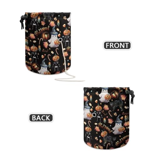 Image of Sellikakes Halloween Ghost Pumpkin Small Yarn Bag Crochet Organizer, Knitting Crochet Storage Bag, Portable Yarn Knitting Bag for Crocheting Project, Store Skein Ball, Short Knitting Needle