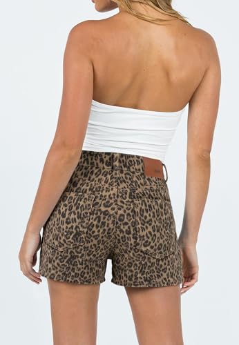 Image of onlypuff Women Denim Shorts Ripped Mid Waisted Jean Shorts with Pockets