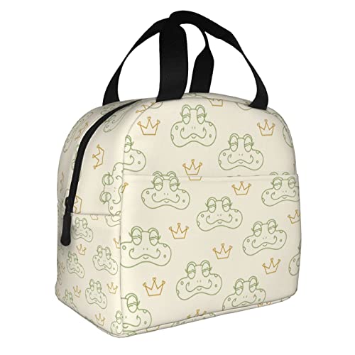 XVBCDFG Bolsas de almuerzo con estampado de rana para hombres y mujeres, fiambreras reutilizables aisladas, pequeñas bolsas de almuerzo, fiambreras Bento, fi