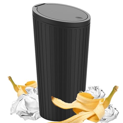 Image of Soko Plastic Carbin Mini Car Trash Can With Lid, Small Portable Garbage Bin, Car Accessories, Leakproof Vehicle Cup Holder Waste Storage For Car, Home, Kitchen, Office - Black, Press-Top