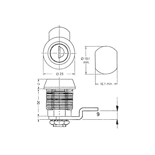 Euro-Locks cylindre à levier X 14 | serrure à came cylindrique | serrure de boîte aux lettres compatible avec boîtes JU | serrure de meuble/d’armoire | avec 2 clés | chromé clair | diamètre: 23 mm – vue 2