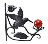 Moonrays 91267 Solar-Powered Humming Bird Plant Hanging Bracket with LED Crackle Glass Globe