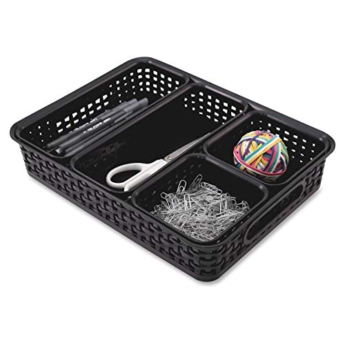 Advantus Cestos de plástico para organização de mesa, preto, pacote com 5 (37530)