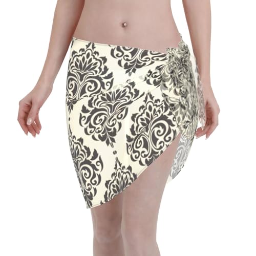 Elegante envoltura de playa con estampado de elefantes asiáticos, vestido de traje de baño, para mujer, perfecto para piscina y centro turístico, color negro, Negro, talla única