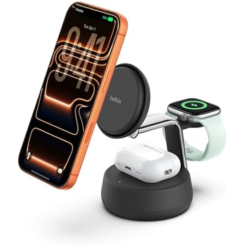 Belkin Qi2.2 25W Wireless Fast Charging Station, 3 in 1 iPhone Charger