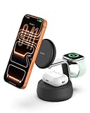 Belkin MagSafe Charger Compatible, 3-in-1 Charging Station, Qi2.2 25W w/Cooling Fan (On/Off Control) Magnetic Wireless Charger for iPhone 17, Apple Watch, AirPods, Pixel 10 (45W Adapter Included)