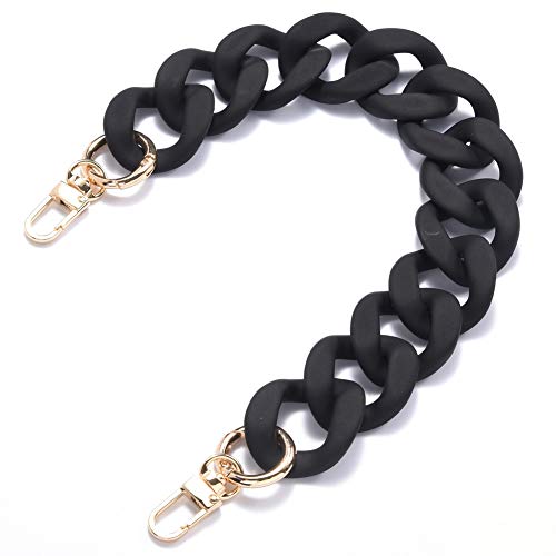 AUMEY Large Flat Chain Strap - Acrylic Luxury Handbag Strap Fashionable Replacement Purse Clutches Handles for DIY Crafts, 15.7 inch of Each … (02- Black) by AUMEY - Used condition - US$8.09