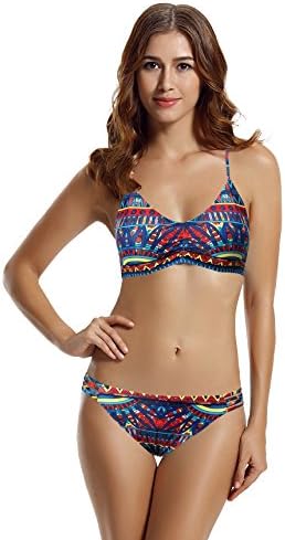 Women's Strap Side Bottom Halter Racerback Bikini Bathing Suits (FBA)