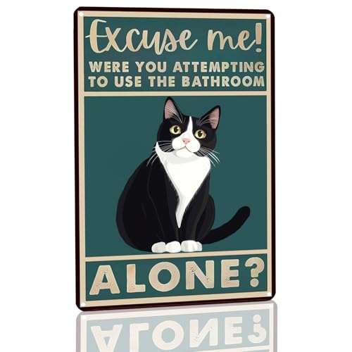 MUYIASER Metal Sign Tuxedo Cat Were You Attempting To Use