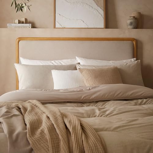 Night Lark Coverless Duvet and Pillowcase Set, Soft Weave Collection – Coverless Duvet Double 4.5 Tog with Advanced Smartfil® Fibre, Machine Washable, Hypoallergenic – Natural Oat, Double Bed Size - Image 3