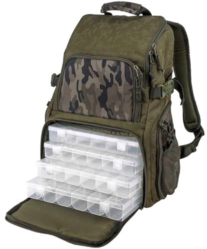 Produktfoto von Spro Double Camouflage Back Pack - Angelrucksack für Raubfischangler, Rucksack für Gummifische & Wobbler,…