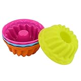 Neiyty 12 Tazas de Silicona para Hornear, Moldes Antiadherentes para Magdalenas con Calor y Frío, para Hornear Magdalenas, Quiche, Tarta de Huevo, Pudín de Chocolate