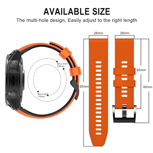 SumRioo bransoletka QuickFit 26 mm, kompatybilna z Garmin Fenix 8 51 mm/Fenix 7X Pro Solar/7X Pro/7X/6X Pro/6X/5X Plus/5X/3/3HR, silikonowy pasek do zegarka dla Garmin Enduro 3/2, Epix Pro/Tactix