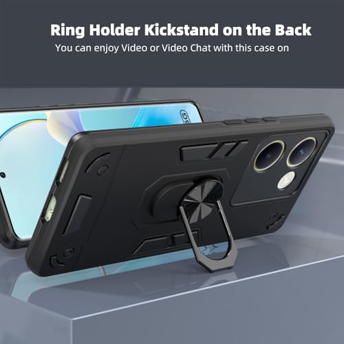 Image of NDCOM for Vivo Y200 Pro Back Cover | Sleek Design for VIVO Y300 Plus 5G Back Cover | Ring Holder Case