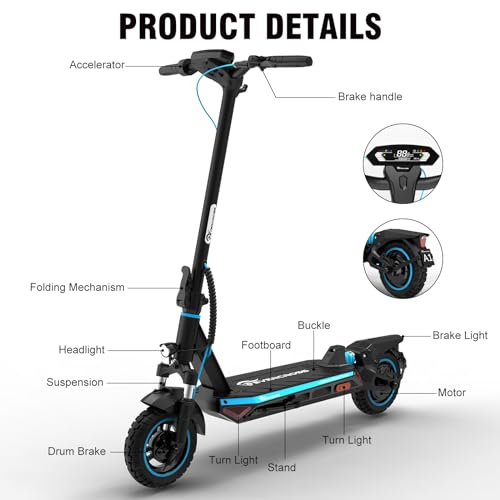 EVERCROSS Electric Scooter, 800W Motor, 31 Miles Range, 10\'\' Solid Tires, 28 Mph Folding Commuting Electric Scooter Adults, Dual Braking System, App Control