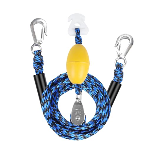 perixir Heavy Duty Boat Tow Harness for Tubing, Water Sports Tow Rope for Boat Towables & Tubes, Self Centering Tow Harness Line with Clip Quick Connector & Stainless Steel Hooks, Blue&Black by perixir - Used condition - US$24.61