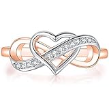 Jude Jewelers Silver Rose Gold Heart Shape Infinity Style Promise Anniversary Ring (Silver Rose Gold, 7)