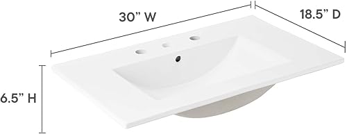 Miniatura 3 de Modway EEI-4837-WHI Cayman - Lavabo de baño de 30 pulgadas, color blanco