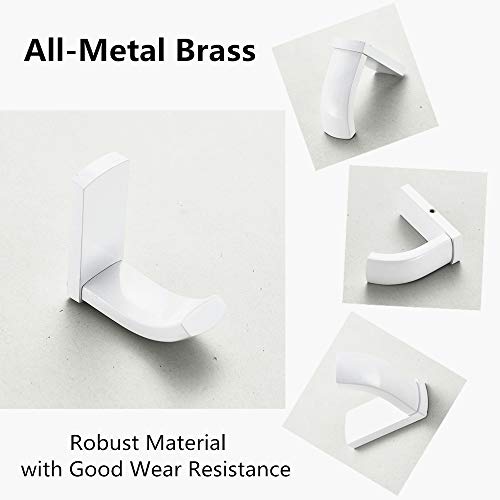 Bathsir White Towel Hook, Wall Hooks Coat Robe Clothes Hook For Bathroom Brass Wall Mounted 2 Packs #TOP3