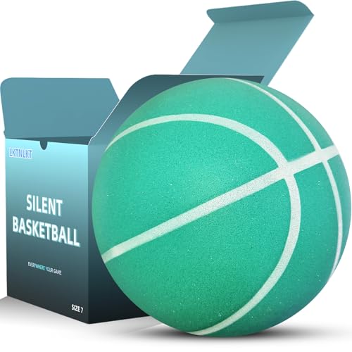 LKTNLKT Silent Basketball Size 7 (29.5") – Grooved Airless Foam Indoor Basketball for Quiet Dribbling and Indoor Training, Pro PU Material – Achieve Real Feel Higher Bounce Quieter (Light Green)