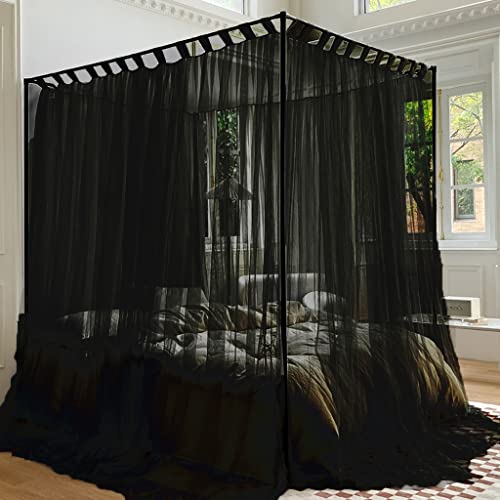 Obokidly Elegant 4 Corners Post Mosquito Canopy Net For Bed Canopy Luxury Netting Bedroom Decoration For Girls Men Women Adults & Boys For Twin/Full/Queen/King/Cal King (Queen, Black) #TOP18