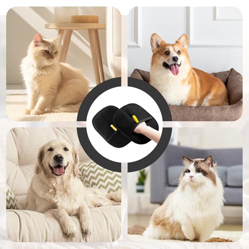 CHIHOLEN 2 Stück Fellmagnet Handschuh - Doppelseitiger Tierhaarentferner Handschuh mit Statischer Elektrizität - Perfekt für Katzen, Hunde und Haustiere mit Langem, Kurzem oder Lockigem Fell