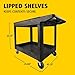 Rubbermaid Commercial Products 2-Shelf Utility/Service Cart, Medium, Black, Lipped Shelves, Ergonomic Handle, 500 lbs. Capacity, for Warehouse/Garage/Cleaning/Manufacturing