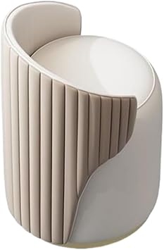 Round Vanity Stool with Back, Artificial Leather Upholstered Vanity Chair, Foot Rest Stool, for Living Room, Bedroom Makeup Room, Beauty Salon, Nail RoomBeige