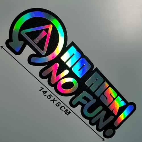 Folien-Zentrum - No Risk No Fun Oilslick Schwarz 14,5 x 5 cm - hochwertiger Aufkleber Auto Tuning - OEM & JDM Auto Sticker - Lustige Auto Aufkleber - Stickerbomb - Autoaufkleber - Made in Germany (1)