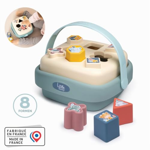 Smoby – Little Formen-Tragekorb – Steckspiel zur Farb- & Formerkennung – 8 Bunte Bausteine mit Tragegriff – Motoriktraining, ab 12 Monaten