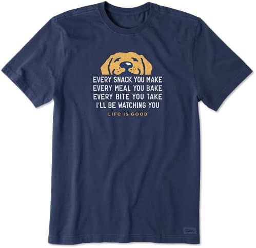 Life is Good Men's Standard Crusher Graphic T-Shirt I'll Be Watching You Dog, Darkest Blue, Large