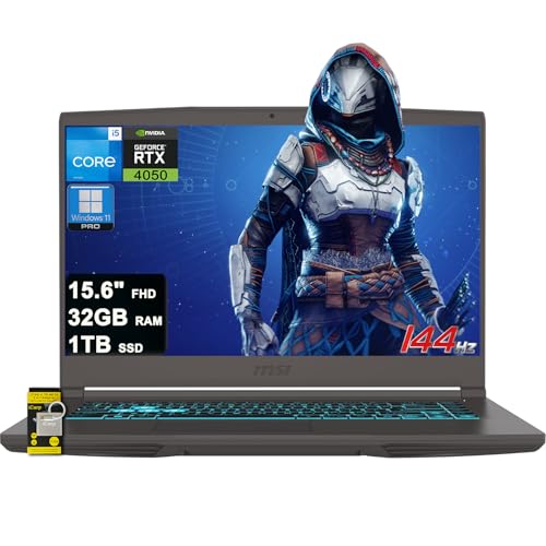 msi Thin 15 Gaming Laptop 15.6" FHD IPS 144Hz Intel 8-core i5-13420H (> i7-12650H) 32GB RAM 1TB SSD GeForce RTX 4050 USB-C Backlit Wi-Fi6E Win11Pro ICP Hub