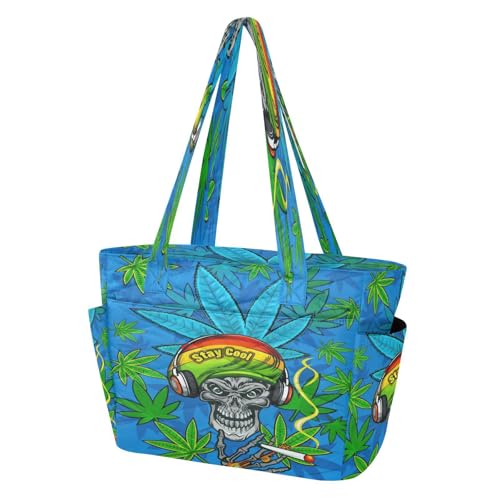 Sac à bandoulière gym multi-poches feuilles de marijuana