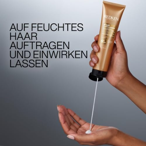 Redken Haarmaske mit Hyaluron für trockenes Haar, Anti-Frizz und Hitzeschutz bis 230° C, All Soft Moisture Restore Leave-In Maske, 1 x 150 ml