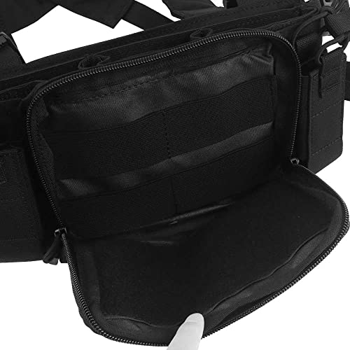 Huenco Huenco Camouflage Tactical Vest Airsoft Ammo Chest Rig 5.56 9Mm Magazine Carrier Combat Tactical Military, Bk, Medium-Large #TOP3