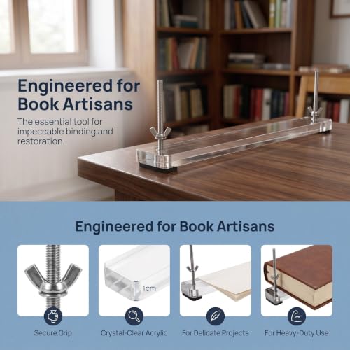 PATKAW Acrylic Bookbinding Press Clamp Even Pressure Paper Positioning Tool for Handmade Book Repair Easy One-handed Operation Bookbinding Tools Set for Crafting