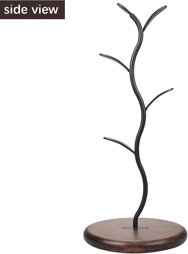 Mi hogar Leaf-Shaped Mug Tree Stand for Kitchen Counter, Modern Tabletop Organizer Holds 4 Mugs with Stable Round Base, Decorative Storage Rack for Coffee & Tea Cups by Mi hogar - Used condition - Image 3