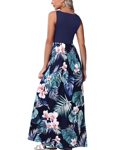 Image of Bluetime Women's Summer Boho Sleeveless Floral Print Tank Long Maxi Dress (S-3XL)