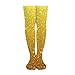 WUXEKZO Girls Women Fashion Beautiful Gold Bling Glitter Sparkles Pattern Cushioned Crew Socks for Cosplay, Soccer, Cycling, Quick Dry Long High Tube Socks