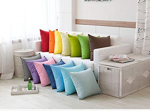 Queenie - 2 Pcs Solid Color Cotton Decorative Pillowcase Cushion Cover for Sofa Throw Pillow Case Available in 14 Colors & 5 Sizes (18 X 18 Inch (45 X 45 Cm), Purple)