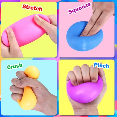 DTYDECLE 12 Stück Stress Balll, 6cm Squishy Anti Stress Squeeze Bälle für Kinder und Erwachsene Stress, Angst abbauen und Beruhigung