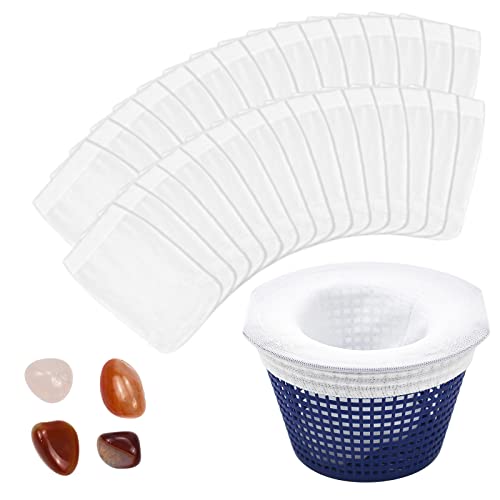 suruikei 30 Stück Pool Skimmer Socken, Pool Skimmer Filter, Pool Filter Netz Skimmer Netz, Elastische Nylon Schwimmbad Skimmer Socken für Skimmerkorb Entfernt Schlacken Blätter (30) Cover