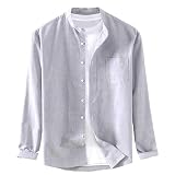 [CEEN] シャツ 長袖 メンズ スタンドカラー ボタンダウン ポケット付き 襟なし 綿 カジュアル 春秋服 大きいサイズ シンプル オシャレ 紳士用 オックスフォードシャツ
