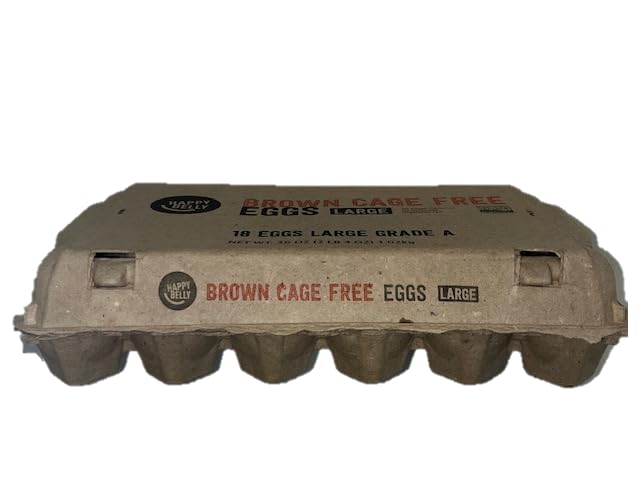 Amazon Brand - Happy Belly Cage Free Brown Eggs, Grade A, 18 Count (Packaging May Vary)