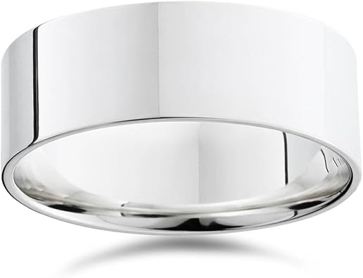 P3 POMPEII3 Mens 8mm Flat 950 Platinum Comfort Wedding Ring Band